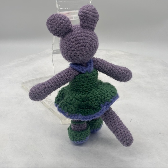 Handcrafted Purple and Green Mouse Toy - Picture 3 of 5